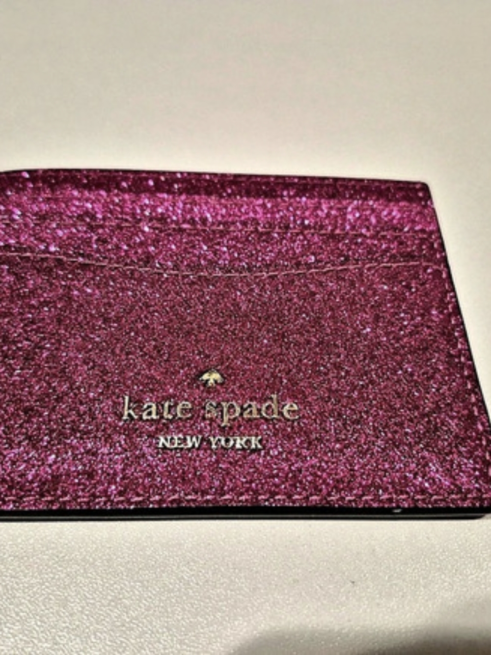 Kate Spade Glitter Card Holder in Hot Pink Like New